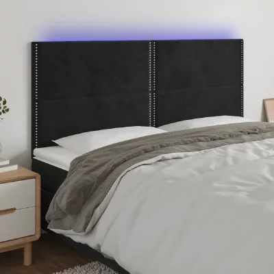VIDAXL T&ecirc;te de lit &agrave; led Noir 180x5x118/128 cm Velours  Noir