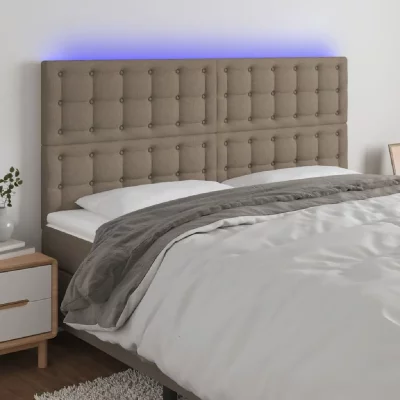 VIDAXL T&ecirc;te de lit &agrave; led Taupe 200x5x118/128 cm Tissu - 