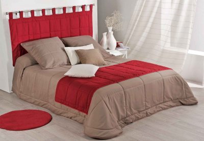 LINDER T&ecirc;te de lit &agrave; passants et  - Effet matelass&eacute; Rouge 160x85 cm