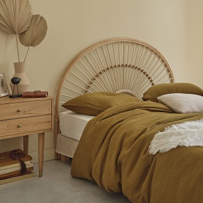 BERAH GETAH T&ecirc;te de lit arrondie en rotin 160 cm BOHO