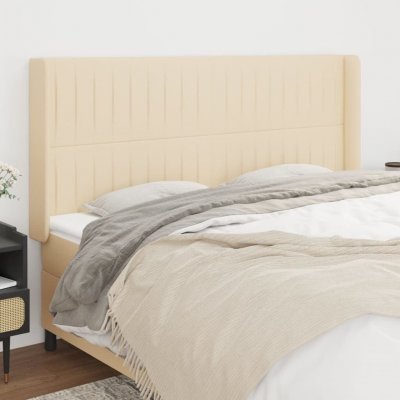 VIDAXL T&ecirc;te de lit avec oreilles Cr&egrave;me 183x16x118/128 cm Tissu  Cr&egrave;me