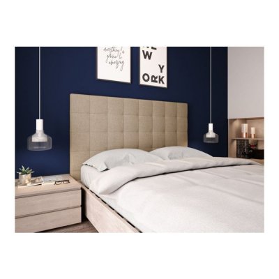 LOUNGITUDE T&ecirc;te de lit capitonn&eacute;e en tissu MEGAN - Beige, Largeur - 140 cm