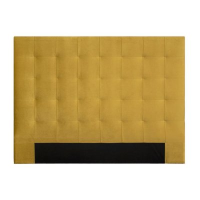 MILIBOO T&ecirc;te de lit capitonn&eacute;e en tissu velours jaune moutarde L160 cm HALCIONA