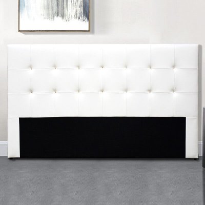 MEUBLER DESIGN T&ecirc;te de lit capitonn&eacute;e simili cuir blanc pitola 160 cm