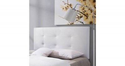 MARCKONFORT T&ecirc;te de lit Carla 140x60 cm Blanc, rembourr&eacute;e de Mousse - blanc