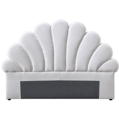VENTE UNIQUE T&ecirc;te de lit coquillage - 160 cm - Velours - Blanc - MOANA