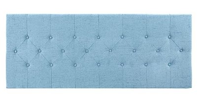PEGANE T&ecirc;te de lit en bois et polyester coloris bleu clair - longueur 160 x profondeur 7 x hauteur 65 cm