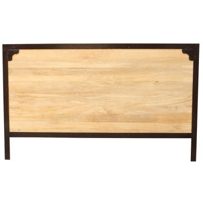 MILIBOO T&ecirc;te de lit en bois manguier massif et m&eacute;tal noir L165 cm INDUSTRIA