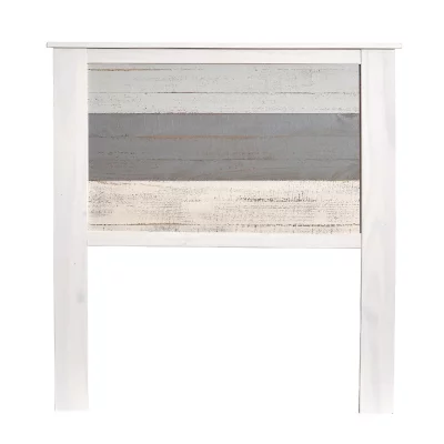 PEGANE T&ecirc;te de lit en pin coloris blanc et gris - Longueur 105 x Profondeur 4 x Hauteur 112 cm--