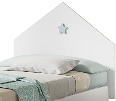 PEGANE Tete de lit enfant, coloris blanc - Hauteur 80 x Longueur 100 x Profondeur 1.6 cm --