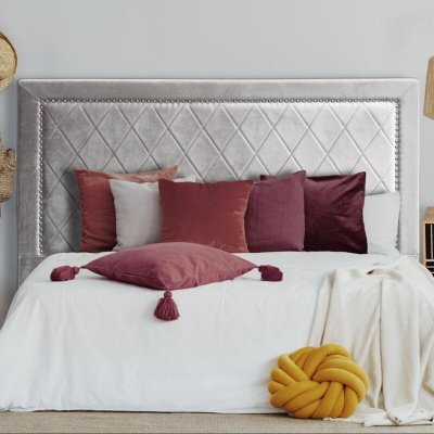 COTECOSY T&ecirc;te de lit Meghan 180cm Velours Argent