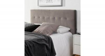 MARCKONFORT T&ecirc;te de lit napoles 140x100 grise en velours