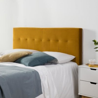 MARCKONFORT T&ecirc;te de lit napoles 140x100 jaune moutarde