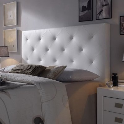 MARCKONFORT T&ecirc;te de lit Rombo 140x60 cm Blanc, rembourr&eacute;e de Mousse - blanc