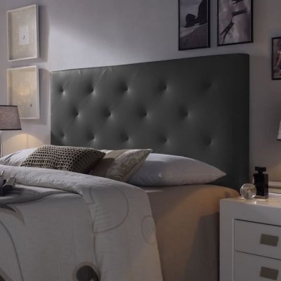 MARCKONFORT T&ecirc;te de lit Rombo 140x60 cm Noir, rembourr&eacute;e de Mousse - noir