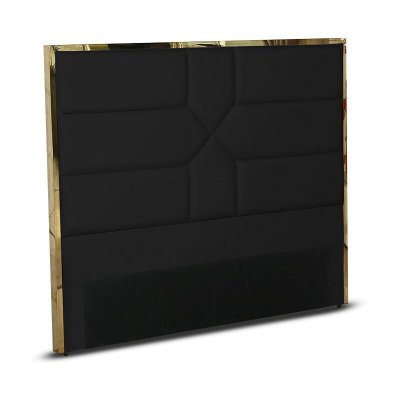 MEUBLER DESIGN T&ecirc;te de lit simili cuir noir et effet laiton delhie 140 cm