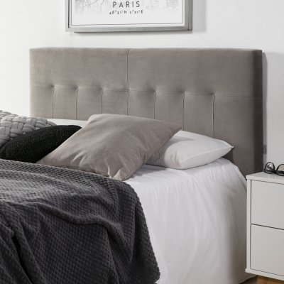 MARCKONFORT T&ecirc;te de lit tapiss&eacute;e 160x100 cm gris, velours, pieds en bois
