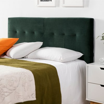 MARCKONFORT T&ecirc;te de lit tapiss&eacute;e 160x100 cm vert, velours, pieds en bois