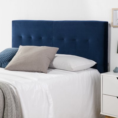 MARCKONFORT T&ecirc;te de lit tapiss&eacute;e Napoles 160x100 cm Bleu, Velours, Pieds en Bois - bleu