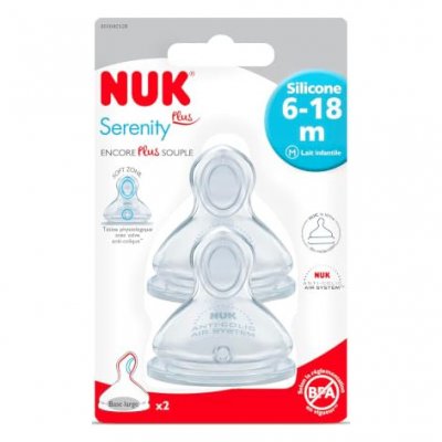 NUK T&eacute;tine Physiologique Serenety Silicone Per&ccedil;age M 6-18m**
