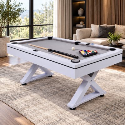 CONCEPT USINE Texas - Table multi-jeux en bois blanc ping-pong et billard