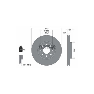 TEXTAR  Jeu de 2 disques de frein 92145703