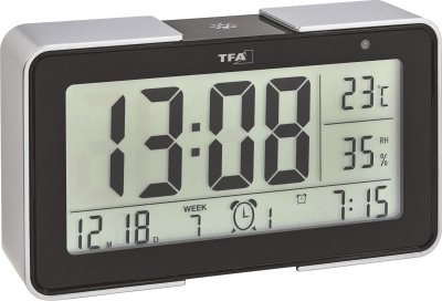 TFA DOSTMANN  60.2540.01 Melody Wireless Alarm Clock Noir,Argent&eacute;