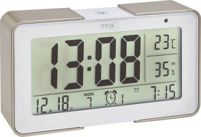 TFA DOSTMANN  60.2540.53 radiopilot&eacute;(e) R&eacute;veil or, blanc Heures de r&eacute;veil 3