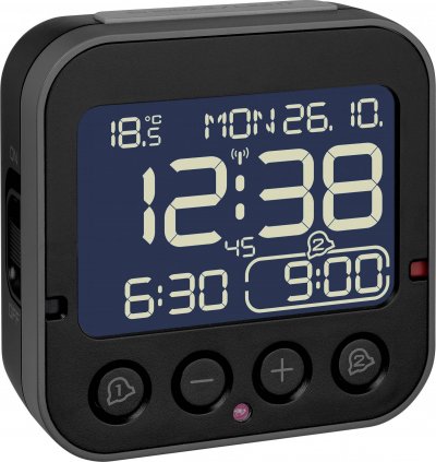 TFA DOSTMANN  60.2552.01 radiopilot&eacute;(e) R&eacute;veil noir Heures de r&eacute;veil 2