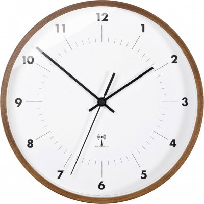 TFA Dostmann 98.1097 Horloge murale radio-pilot&eacute;e Placage en bois