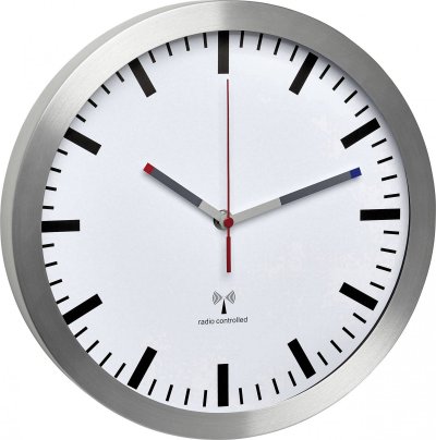 TFA Dostmann Radio Horloge murale 60.3528.02 , M&eacute;tal blanc