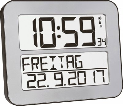Tfa Dostmann Timeline Max Radio Controlled Clock Argent&eacute;