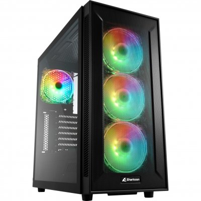 SHARKOON Tg6m rgb atx usb 6 x ventilateurs verre tremp&eacute; noir