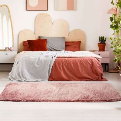 THE DECO FACTORY  Tapis &agrave; Poils Longs Extra-Doux, 80cm x 180cm, Rose