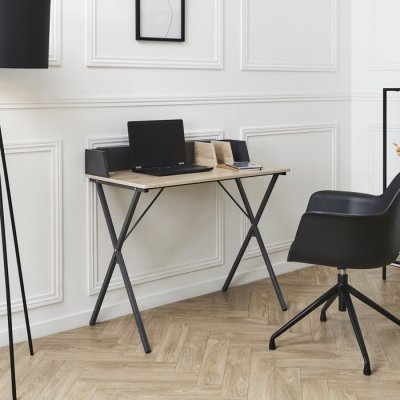 The Home Deco Factory - Bureau en bois et m&eacute;tal Brice gris