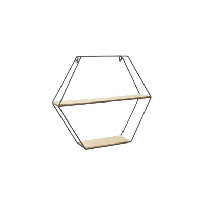 The Home Deco Factory - Etag&egrave;re en bois et m&eacute;tal hexagonale 46 cm