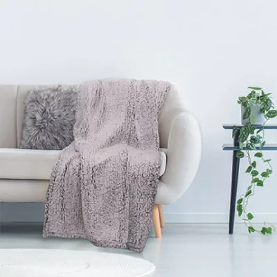 The Home Deco Factory - Plaid en sherpa gris 120 x 150 cm