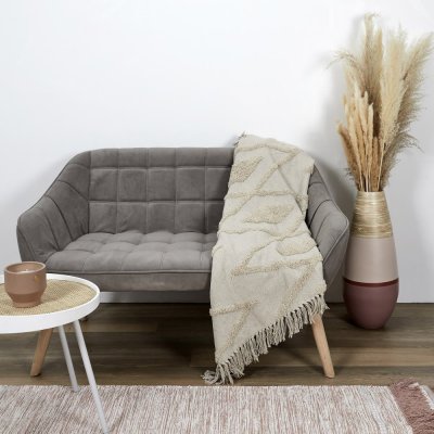 THE HOME DECO FACTORY  - Plaid ethnique losanges en relief 120 x 150 cm