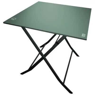THE HOME DECO FACTORY  - Table de jardin pliante en m&eacute;tal Palerme kaki