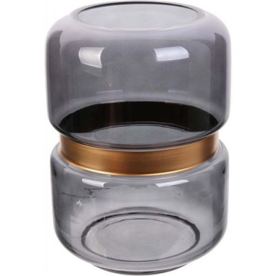 AC DECO The Home Deco Factory - Vase en verre avec cerclage 20.5 cm gris