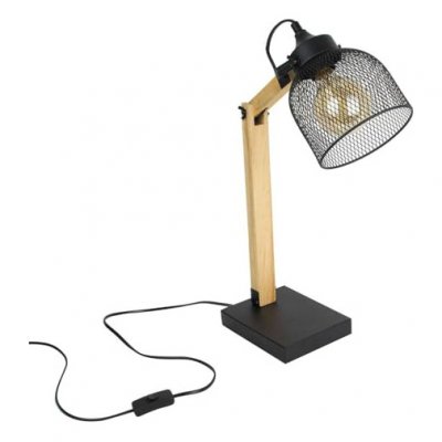 THE HOME DECO LIGHT  Lampe de Bureau Style Industriel m&eacute;tal et Bois