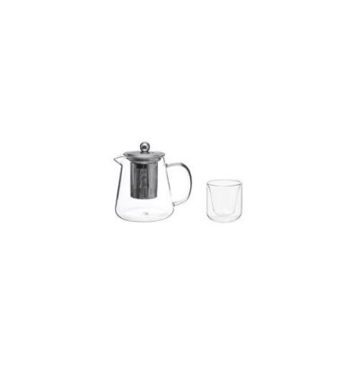 SECRET DE GOURMET Th&eacute;i&egrave;re en verre avec filtre ""tea"" 0,8l argent&eacute;