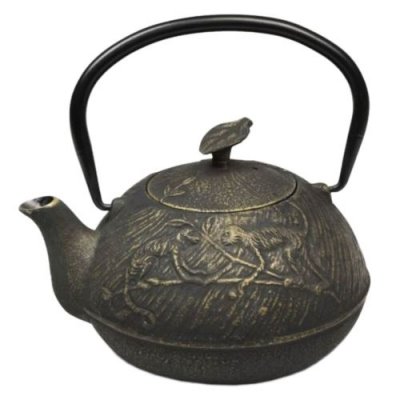 ZEN ET ETHNIQUE Th&eacute;i&egrave;re Japonaise noire et or en fonte