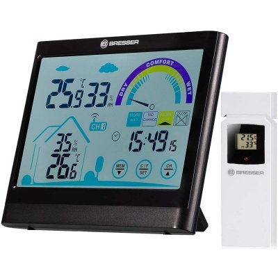 BRESSER Thermo Hygrom&egrave;tre  VentAir avec &eacute;cran tactile Noir