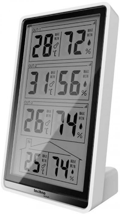 TECHNOLINE Thermo-hygrom&egrave;tre radiopilot&eacute; num&eacute;rique Techno Line WS 7060 blanc, noir