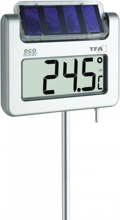 TFA Thermom&egrave;tre de jardin solaire  Dostmann Avenue argent X45973