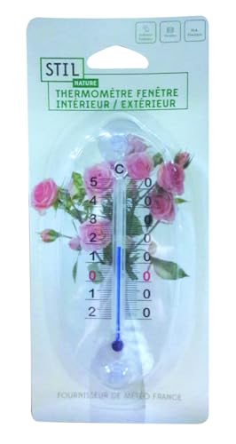 STIL Thermom&egrave;tre fen&ecirc;tre transparent &agrave; ventouse 150 x 63 739804