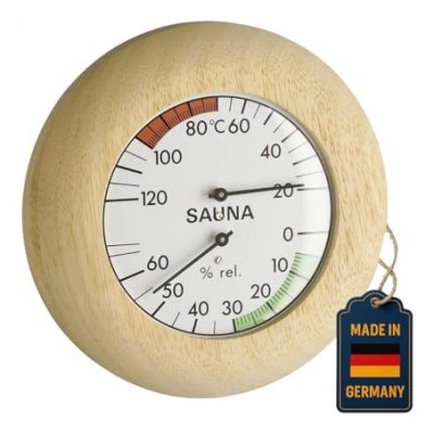 TFA DOSTMANN Thermom&egrave;tre-Hygrom&egrave;tre de sauna 40.1028 Thermom&egrave;tre en Bois V&eacute;ritable