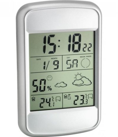 TFA Thermom&egrave;tre  Station m&eacute;t&eacute;o radio LOOK 35.1123 argent