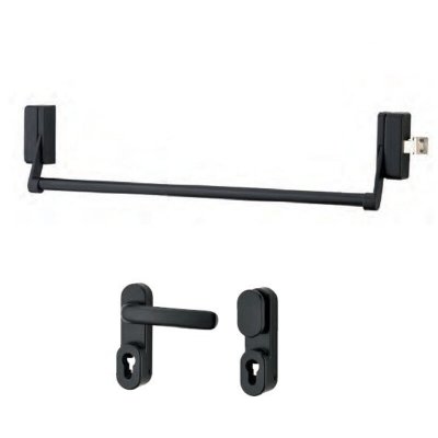 THIRARD  - Serrure anti-panique 1 point lat&eacute;ral r&eacute;versible laqu&eacute; noir porte maxi 1150 mm